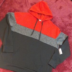 NWT Men's Red, Gray, and Black Hoodie